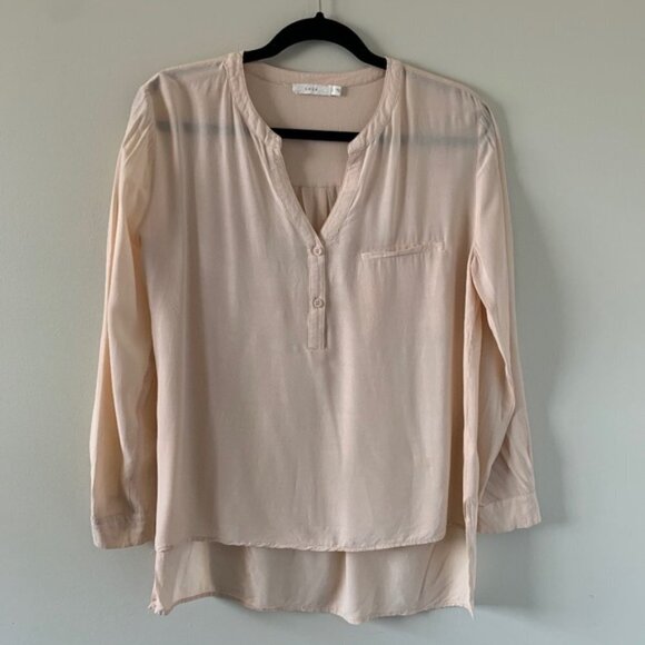 Anthropologie Lush Women’s Button Blouse Top 3/4 Length Sleeve Peach Pink Small - Picture 2 of 16